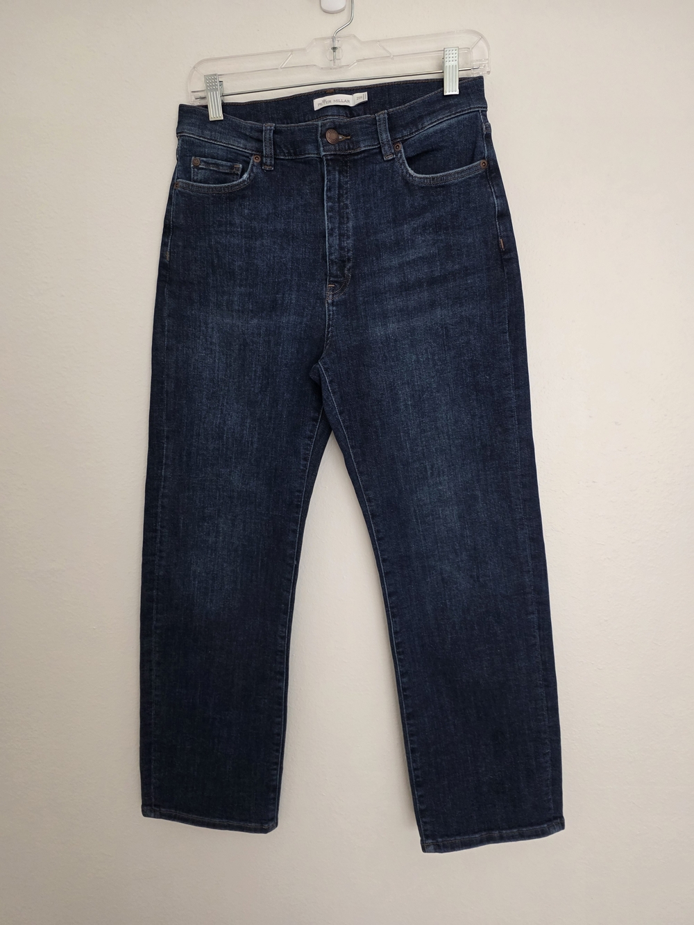 PETER MILLAR 29 R Williamson High Rise Straight Leg Crop Jeans Dark Blue Denim